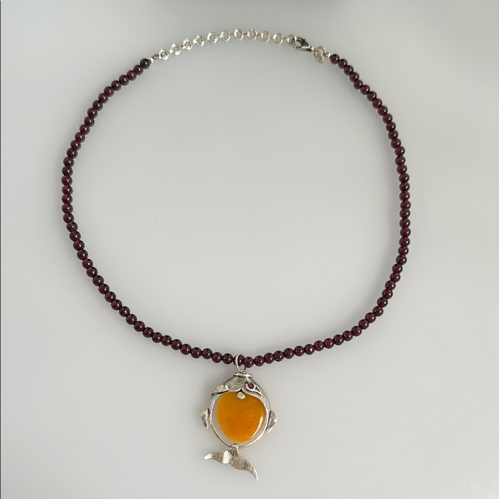 925 Jade yellow amethyst necklace